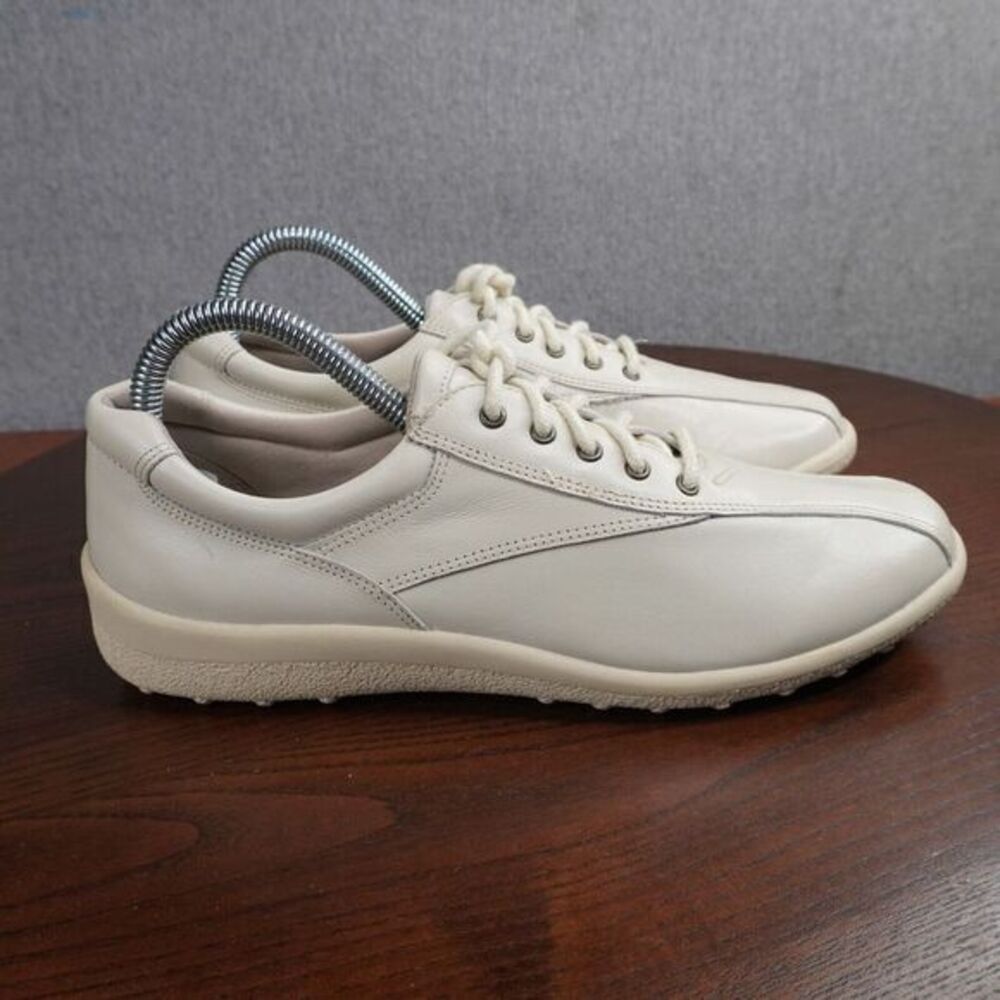David Tate Walker Shoes Womens Size 8.5 SS Beige Leather Comfort Lace Up Sneaker - Picture 4 of 16